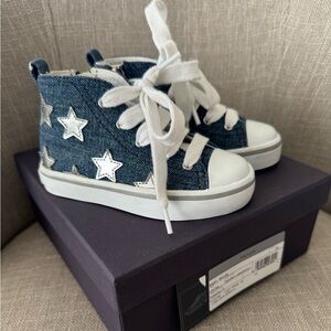 PRADA Baby  Denim & Leather Star Hightop Sneakers size 24 EU
